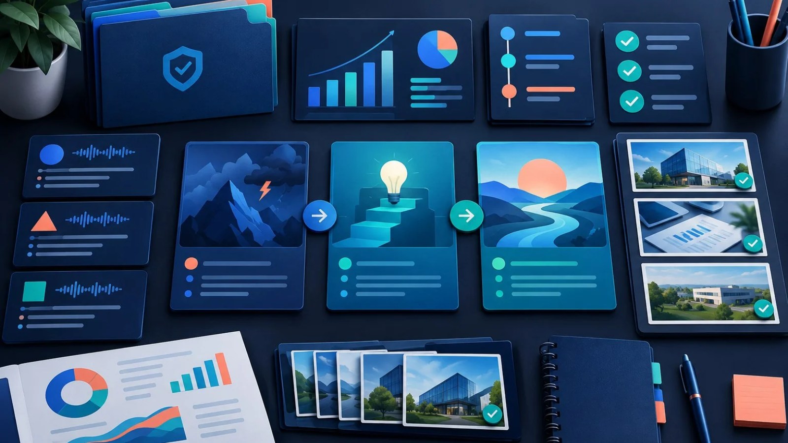 Οργανωμένος φάκελος B2B case study με στοιχεία, χρονολόγιο, μετρήσεις και εγκρίσεις πελάτη.